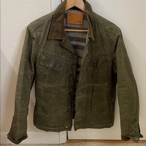 Taylor Stitch Olive Green Waxed Trucker Jacket